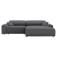 ECKSOFA in Velours, Feincord Grau  292/178 cm  - Schwarz/Grau, Design, Kunststoff/Textil (292/178cm) - home24