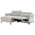 ECKSOFA  in Webstoff Grau Rücken echt, Armteilverstellung, Relaxfunktion  156/220 cm  - Schwarz/Grau, Design, Textil/Metall (156/220cm) - Carryhome
