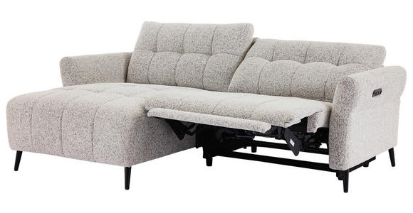 ECKSOFA  in Webstoff Grau Rücken echt, Armteilverstellung, Relaxfunktion  156/220 cm  - Schwarz/Grau, Design, Textil/Metall (156/220cm) - Carryhome