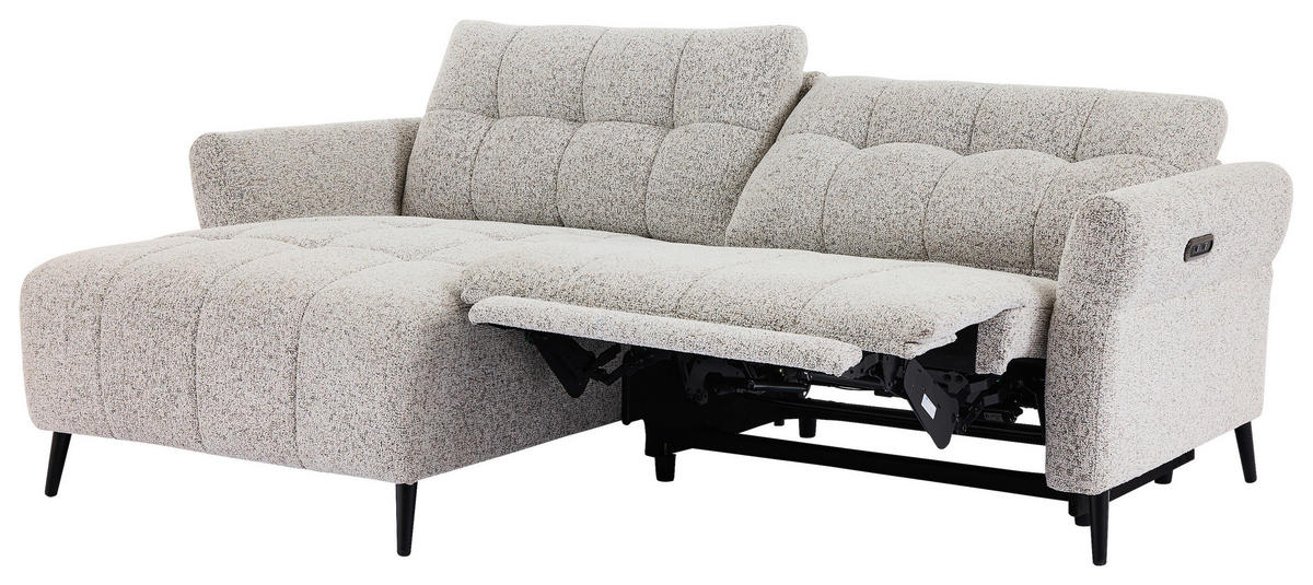 ECKSOFA in Webstoff Grau  156/220 cm  - Grau/Nickelfarben, Design, Textil/Metall (156/220cm) - Carryhome