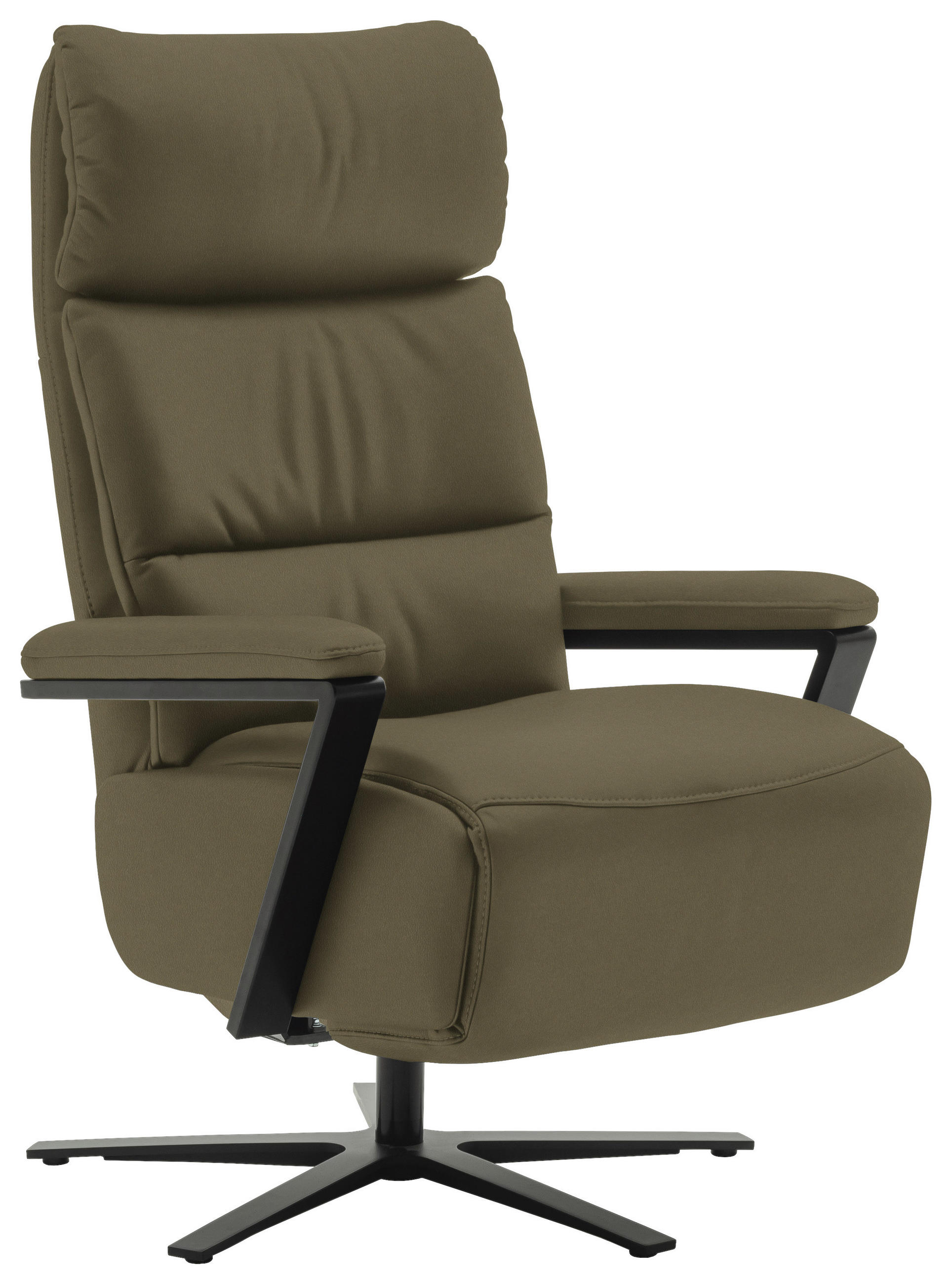 FERNSEHSESSEL  mit Relaxfunktion Echtleder Olivgrün  - Schwarz/Olivgrün, Design, Leder/Metall (74/111/85cm) - Schöner Wohnen