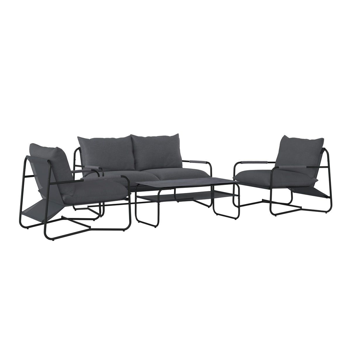 GARTENSET Webstoff Eisen  - Anthrazit/Grau, Design, Glas/Textil - Ambia Garden