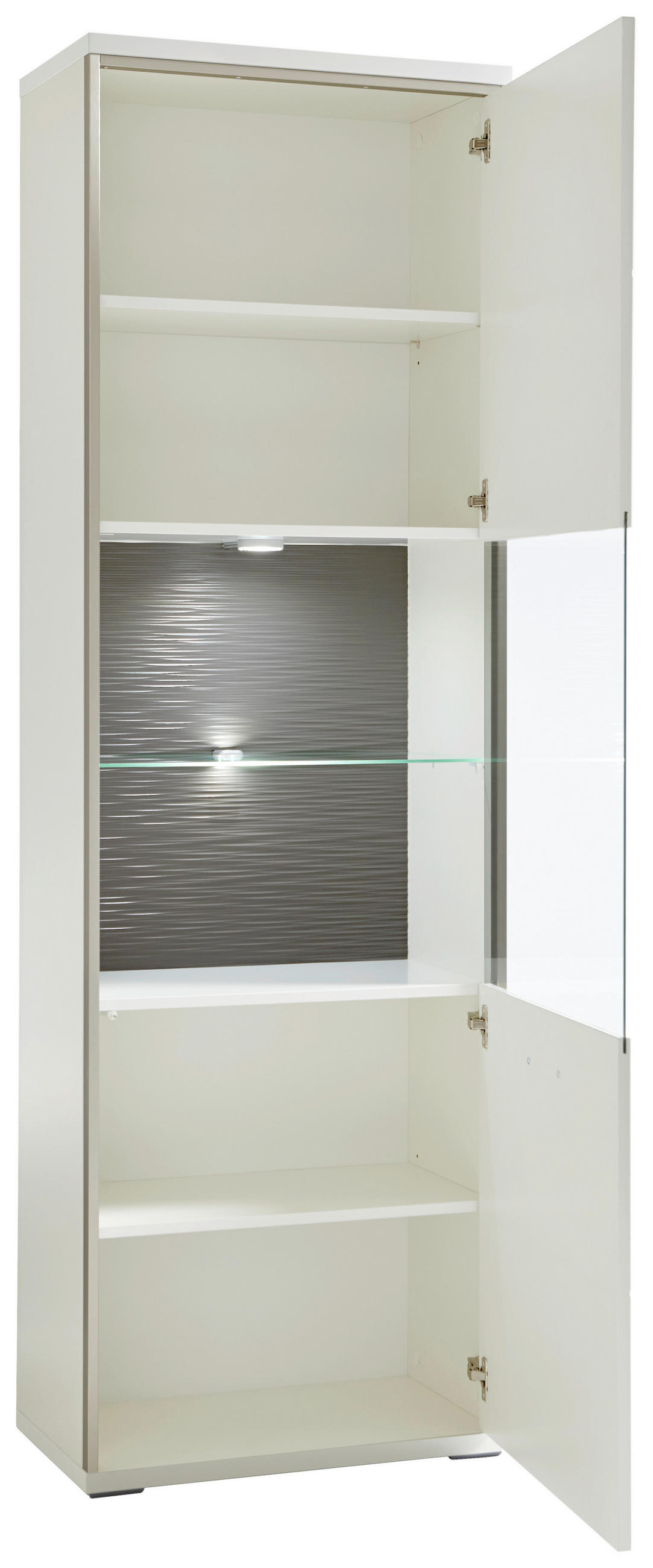 VITRINE Grau, Silberfarben, Weiss, Weiss Hochglanz  - Weiss Hochglanz/Weiss, Design, Glas/Holzwerkstoff (64/201/38cm) - Livetastic