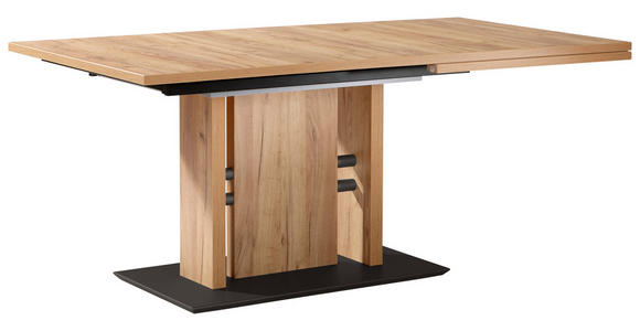 ESSTISCH in Metall, Holzwerkstoff 130-180/90/75 cm - Eichefarben/Schwarz, Design, Holzwerkstoff/Metall (130-180/90/75cm) - Moderano