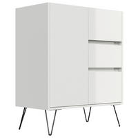 SIDEBOARD Posseik Industrial  in 76/93,6/42 cm  - Weiß Hochglanz/Eichefarben, Design, Holzwerkstoff/Metall (76/93,6/42cm) - P & B