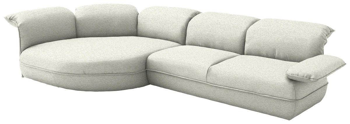 ECKSOFA Chenille Creme  - Creme/Schwarz, Design, Kunststoff/Textil (154/343cm) - Koinor