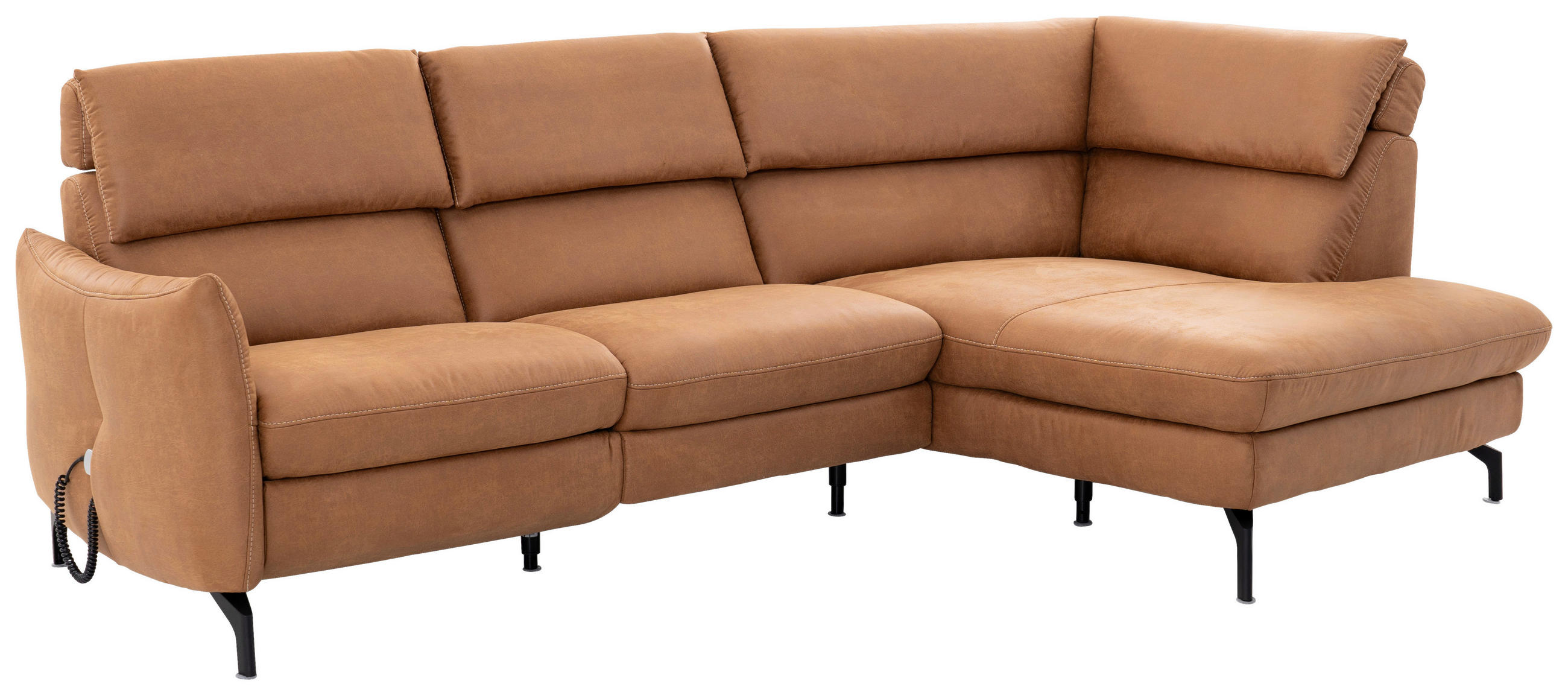 WOHNLANDSCHAFT in Cognac  - Cognac/Beige, Modern, Textil/Metall (274/160cm) - Livetastic