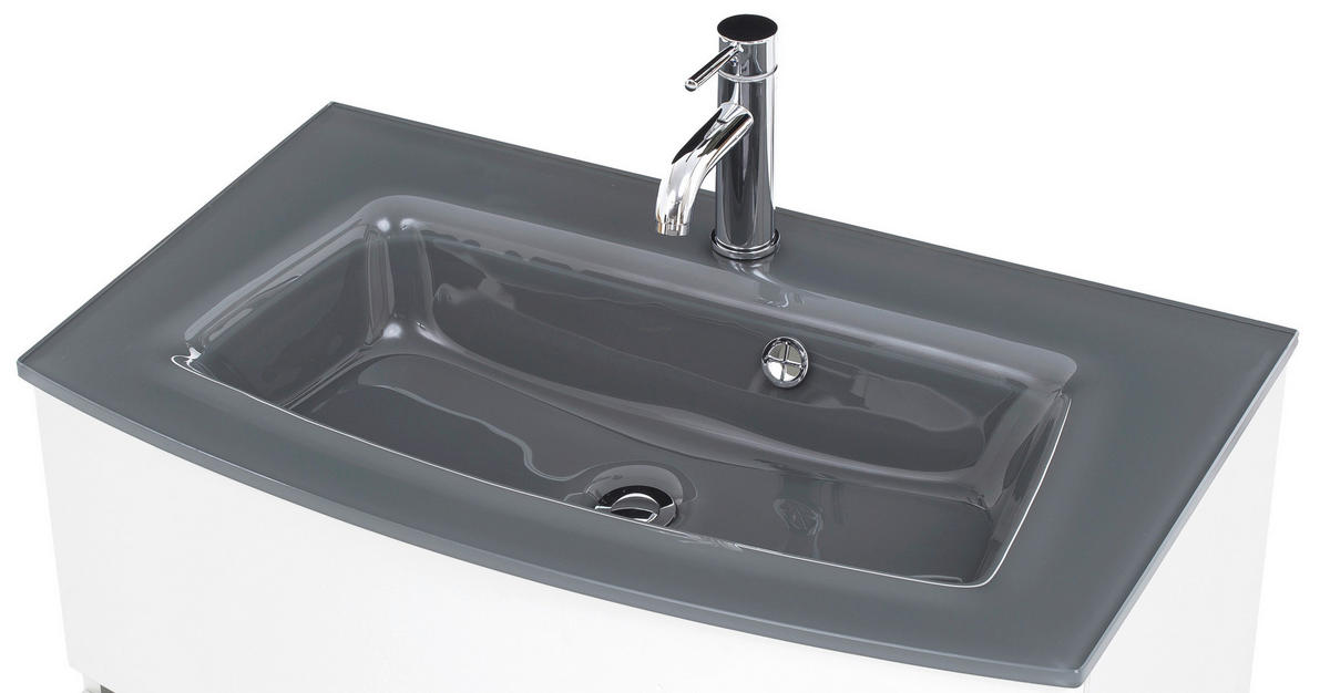 WASCHTISCHKOMBI 80 cm  - Weiss/Grau, Konventionell, Glas/Holzwerkstoff (80cm) - Held