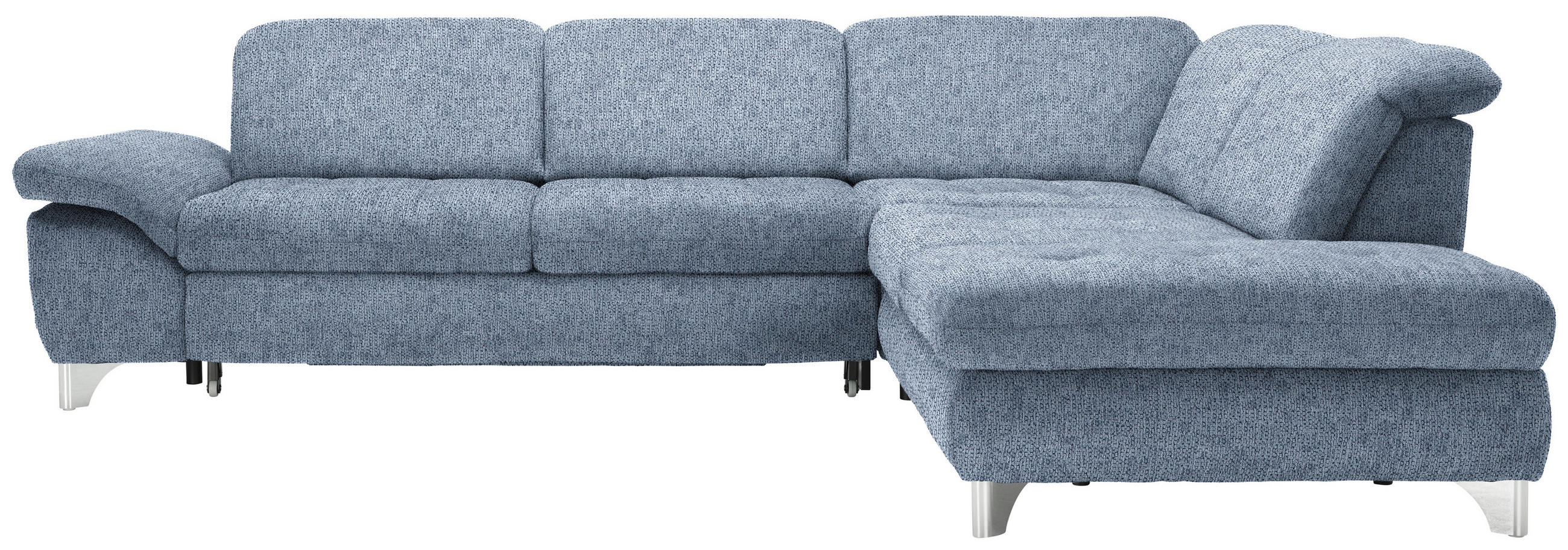 ECKSOFA in Webstoff Hellblau  319/260 cm  - Chromfarben/Hellblau, Design, Textil/Metall (319/260cm) - Beldomo Style