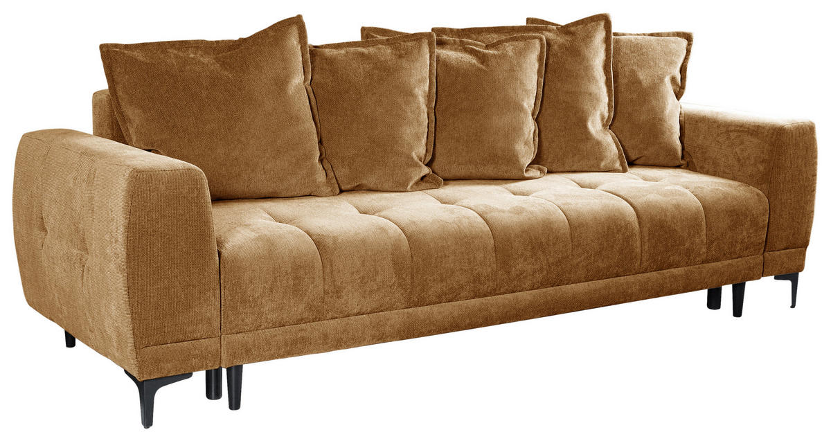 SCHLAFSOFA  mit Bettkasten erhältlich, Bettfunktion erhältlich Struktur Hellbraun  - Hellbraun/Schwarz, Design, Holz/Textil (247/94/90cm) - MID.YOU