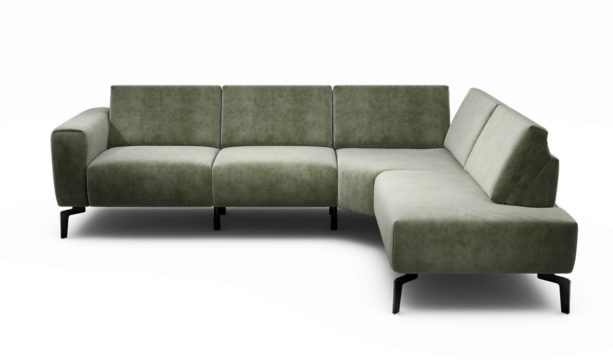 ECKSOFA Cosy Waldgrün Samt  - Waldgrün/Schwarz, Design, Textil/Metall (256/193cm) - SENSOO
