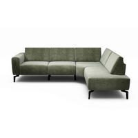 ECKSOFA in Samt Waldgrün  256/193 cm  - Waldgrün/Schwarz, Design, Textil/Metall (256/193cm) - SENSOO