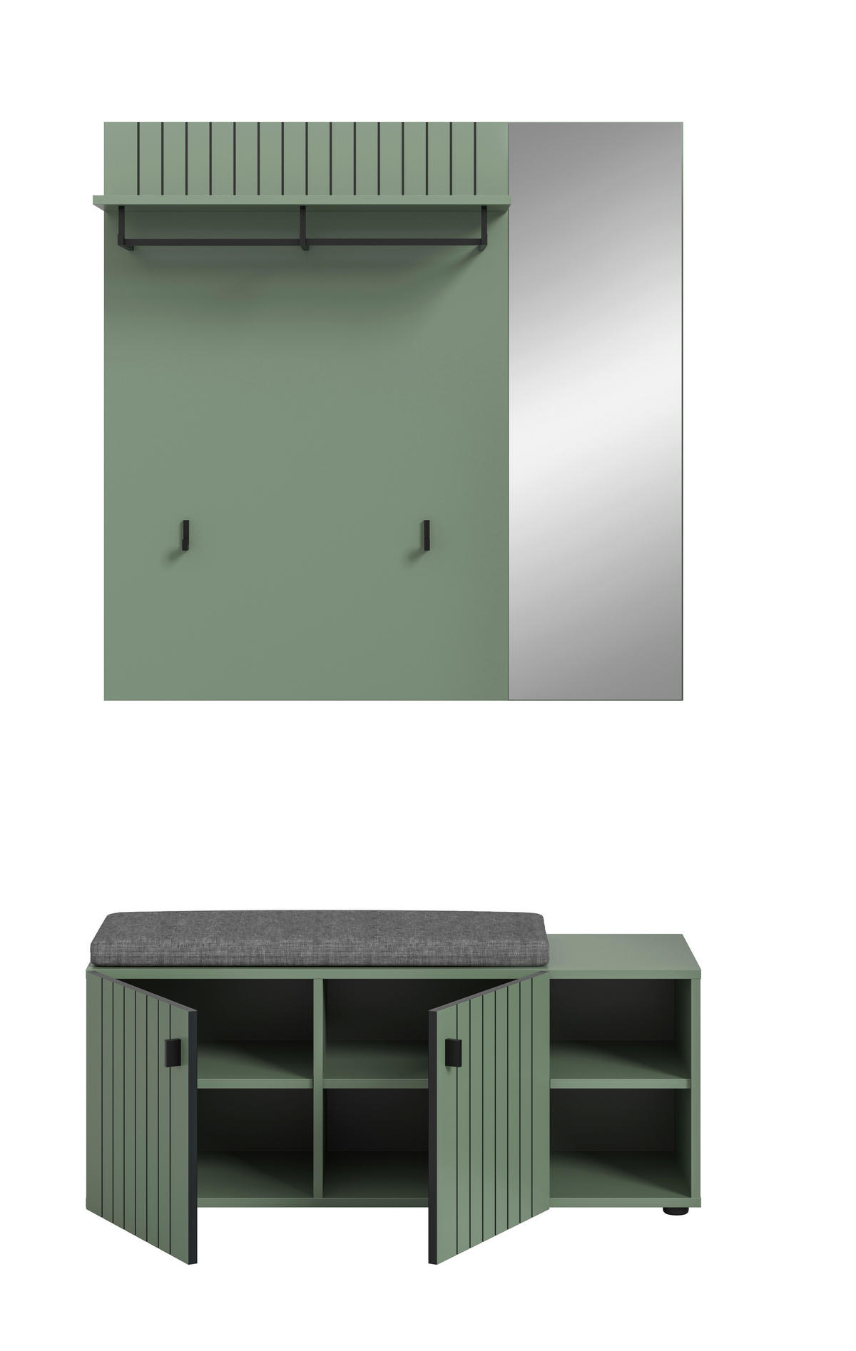 GARDEROBE 2-teilig  in 106/192/37 cm  - Graugrün, Design, Holzwerkstoff (106/192/37cm) - MID.YOU