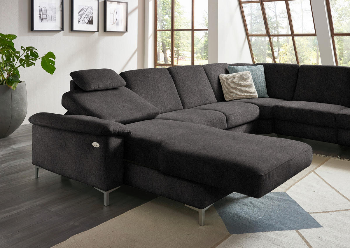 WOHNLANDSCHAFT in Chenille Graubraun  - Graubraun/Alufarben, Design, Textil/Metall (170/333/265cm) - Dieter Knoll