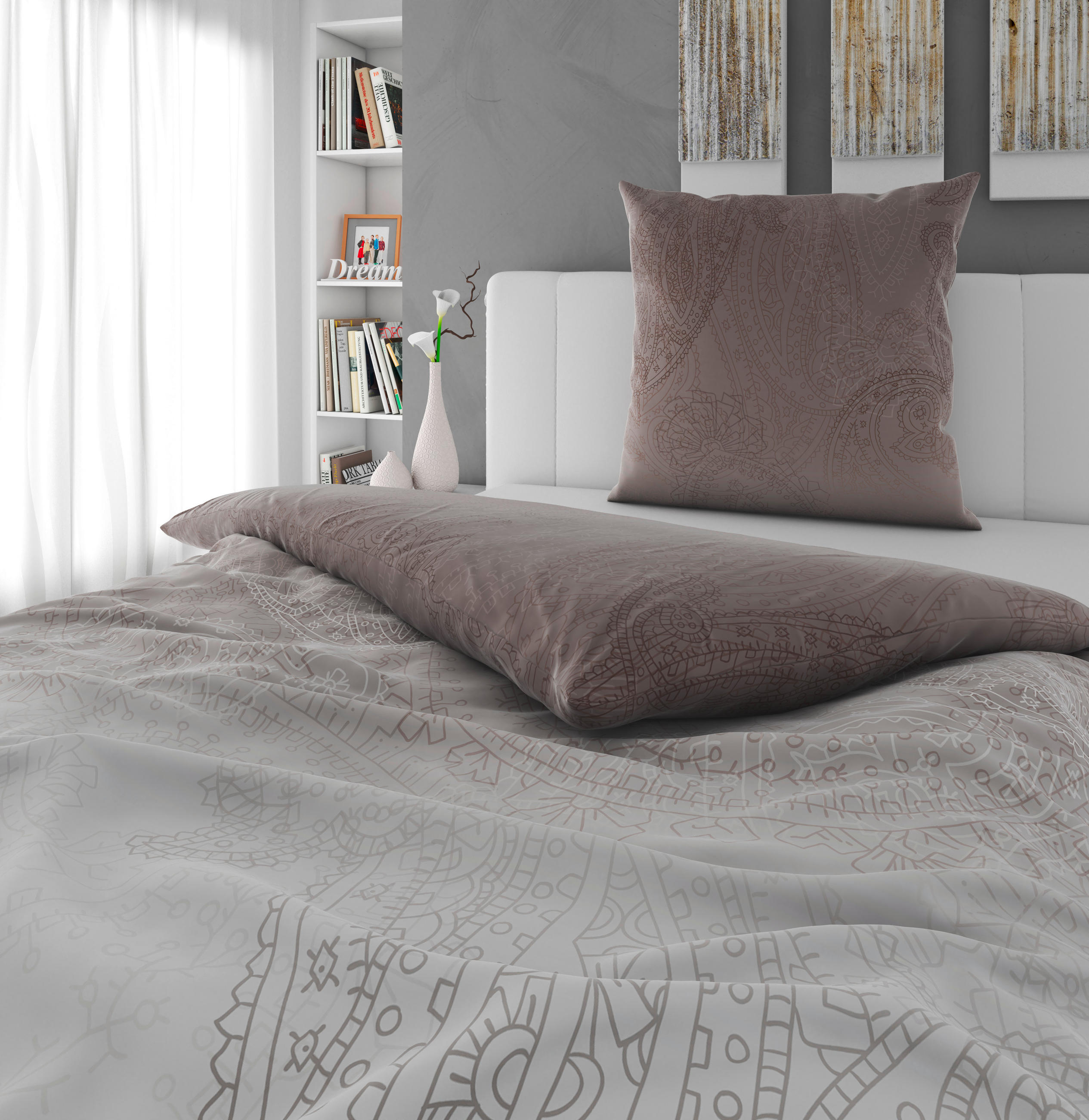 BETTWÄSCHE Satin 155/220 cm  - Taupe, Textil (155/220cm) - Novel