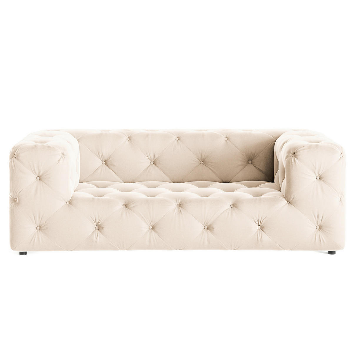 2-SITZER-SOFA Fresco Samt Creme  - Creme/Schwarz, Design, Kunststoff/Textil (193/71/100cm) - P & B