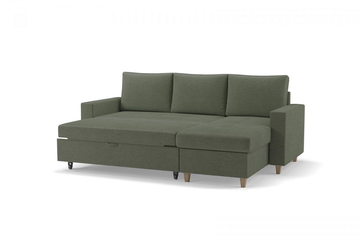 ECKSOFA MARCO Grün Chenille Rückenkissen  - Buchefarben/Grün, Design, Holz/Textil (227/96cm) - MID.YOU