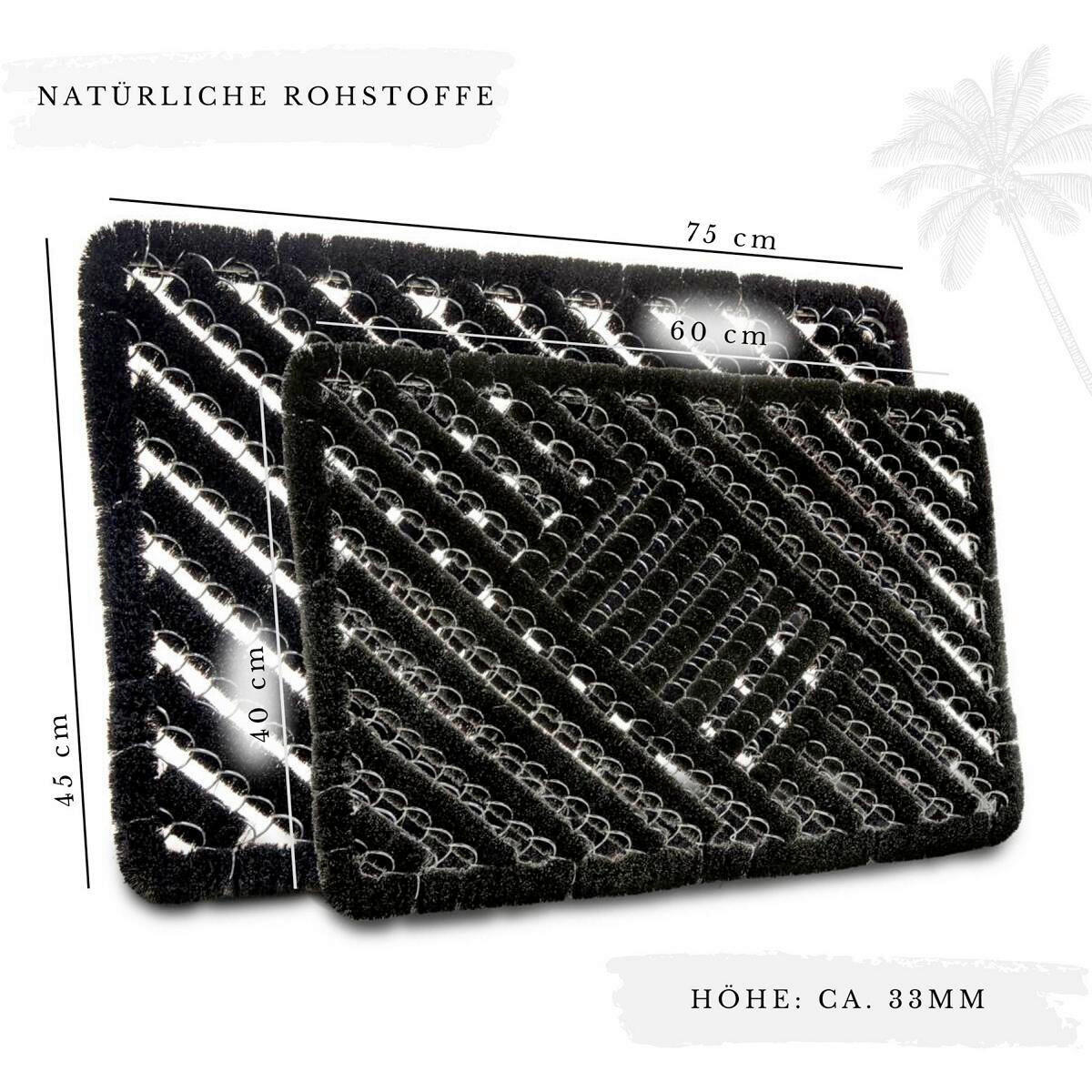 KOKOSMATTE  40/60 cm  Schwarz  - Schwarz, Basics, Naturmaterialien/Metall (40/60cm) - Hanse Home