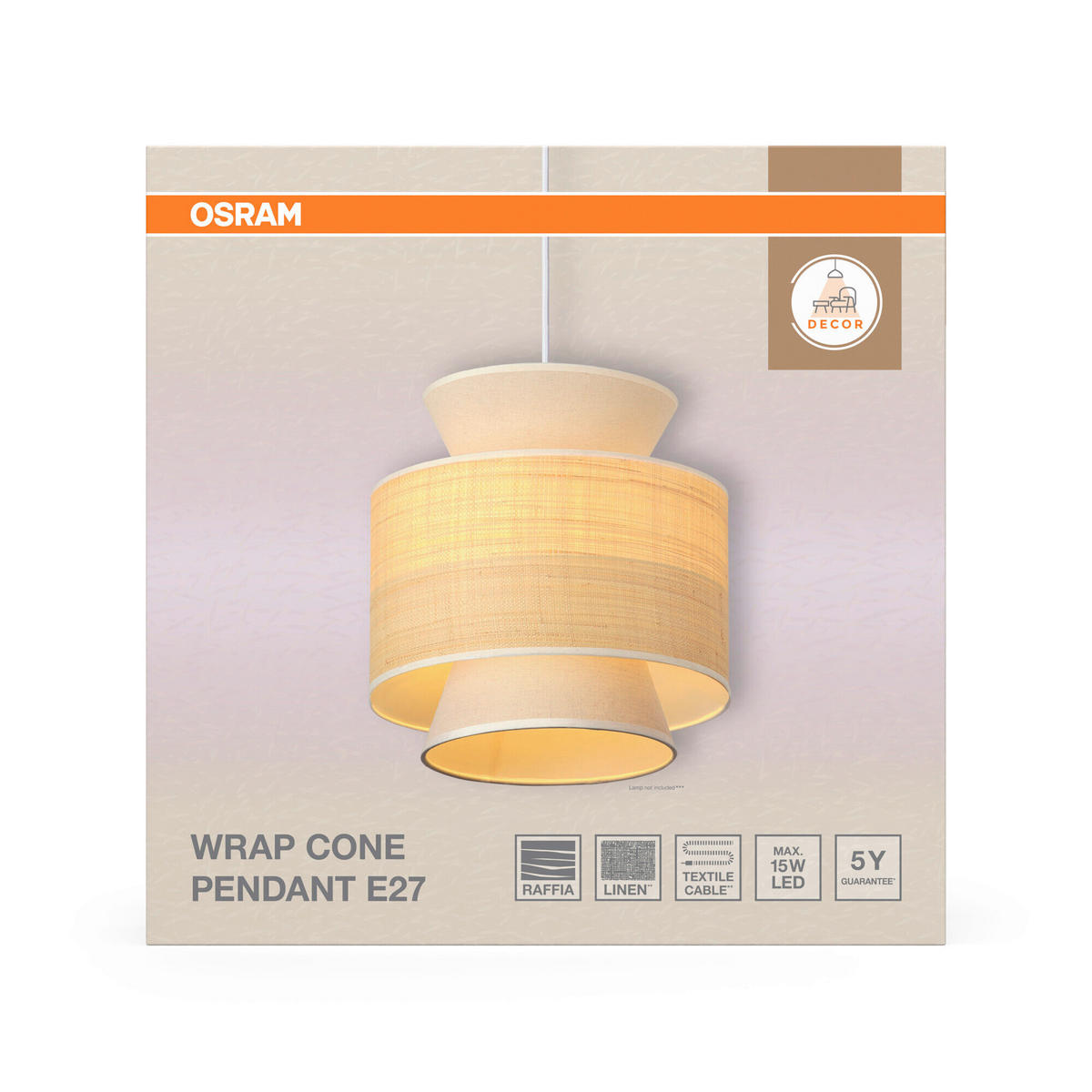 HÄNGELEUCHTE 35/142 cm  - Beige, Natur, Holz/Textil (35/142cm) - Osram