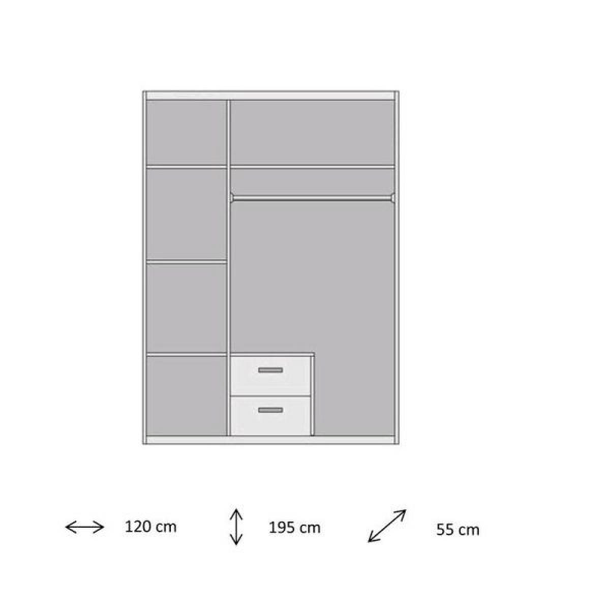ORMAR S KLASIČNIM VRATIMA bijela   - bijela/boje aluminija, Design, drvni materijal/plastika (120/195/55cm) - Boxxx