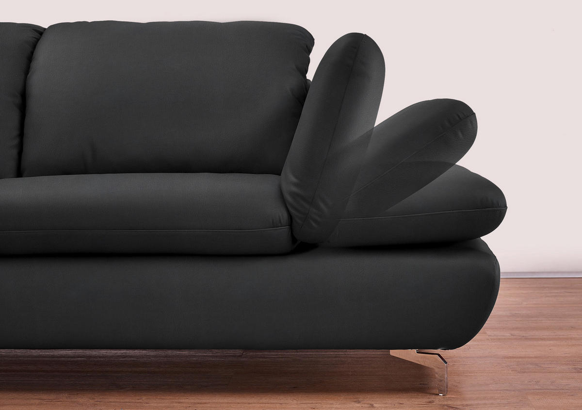 ECKSOFA in Echtleder Anthrazit  315/200 cm  - Anthrazit/Silberfarben, Design, Leder/Metall (315/200cm) - Chilliano