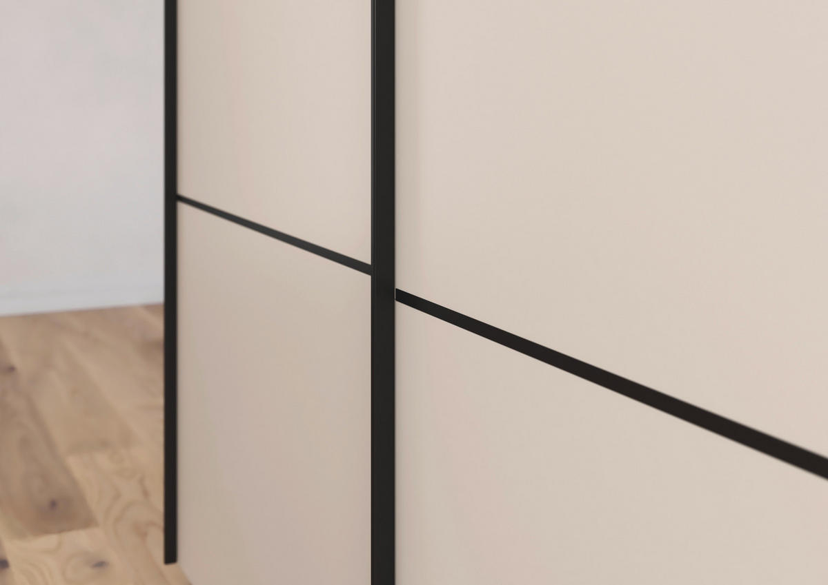 SCHWEBETÜRENSCHRANK 201/223/68 cm 2-türig Champagner  - Champagner/Schwarz, KONVENTIONELL, Glas/Holzwerkstoff (201/223/68cm) - Novel