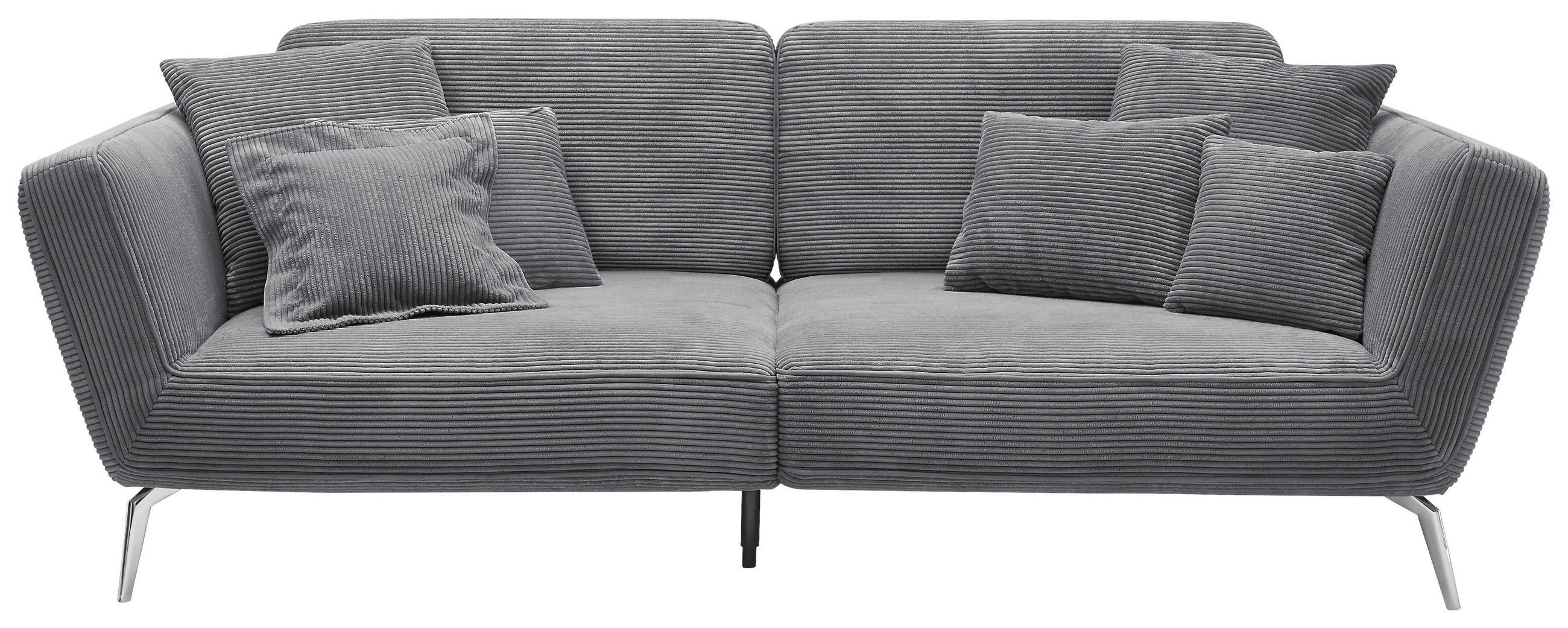 3-SITZER-SOFA Cord Schwarz  - Chromfarben/Schwarz, KONVENTIONELL, Kunststoff/Textil (260/90/125cm) - SetOne by Musterring