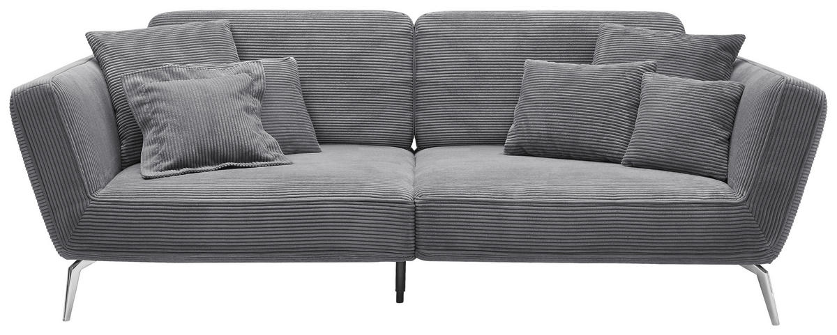 3-SITZER-SOFA Cord Schwarz  - Chromfarben/Schwarz, KONVENTIONELL, Kunststoff/Textil (260/90/125cm) - SetOne by Musterring