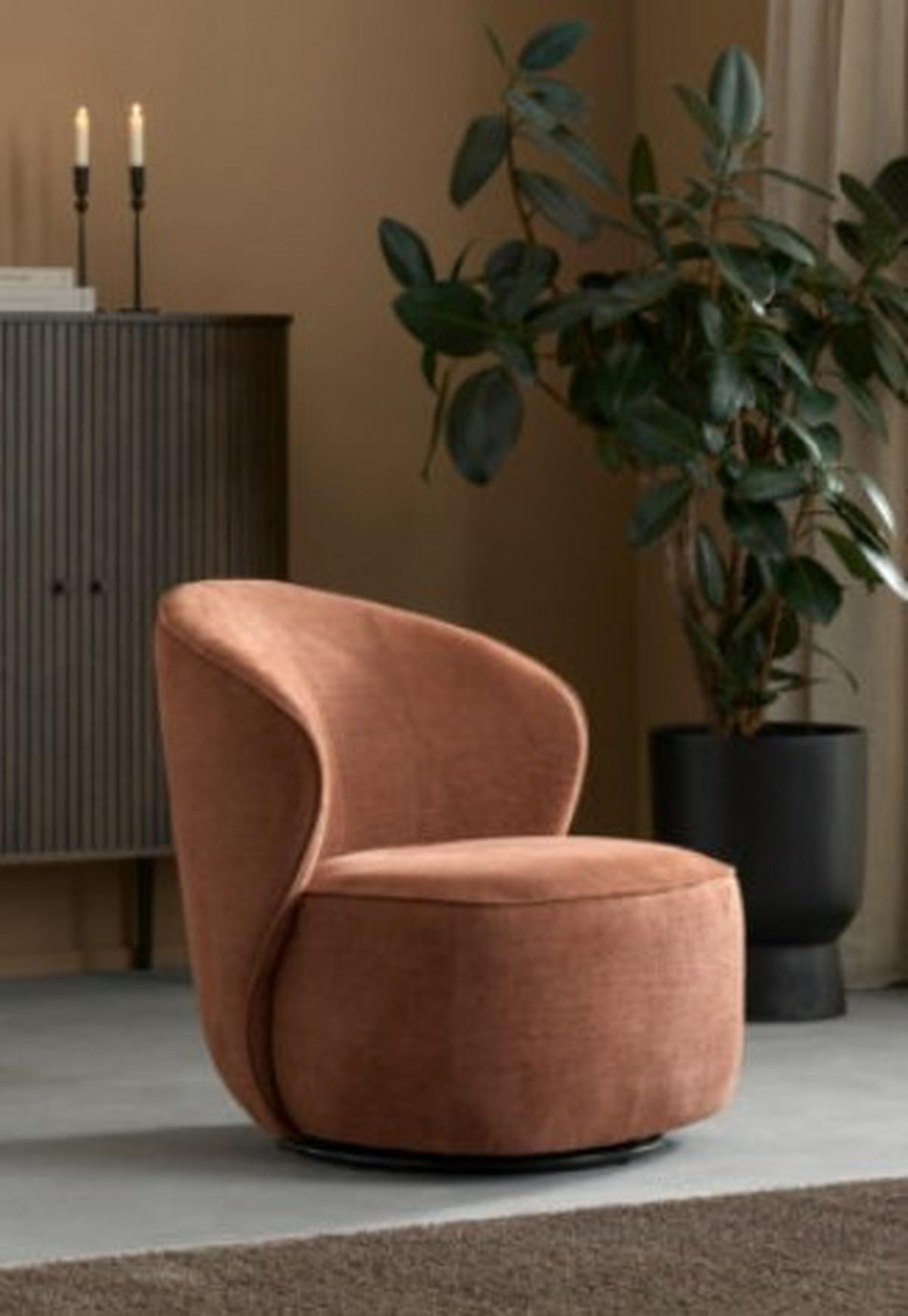 FÅTÖLJ i trä, textil rostfärgad  - rostfärgad, Design, metall/trä (84/81/76cm) - Niels Andersson