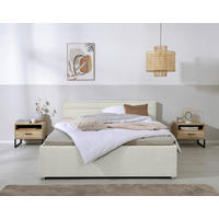 OBLAZINJENA POSTELJA 160 cm   x 200 cm  , les, kovina, umetna masa, tekstil krem barve  - krem barve, Moderno, kovina/umetna masa (160/200cm) - Livetastic