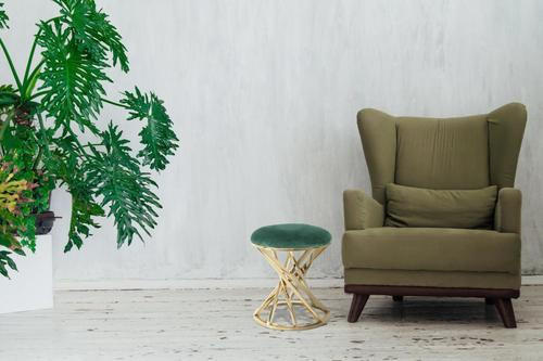 HOCKER Samt Grün, Goldfarben  - Goldfarben/Grün, Trend, Textil/Metall (40/49/40cm) - Kayoom