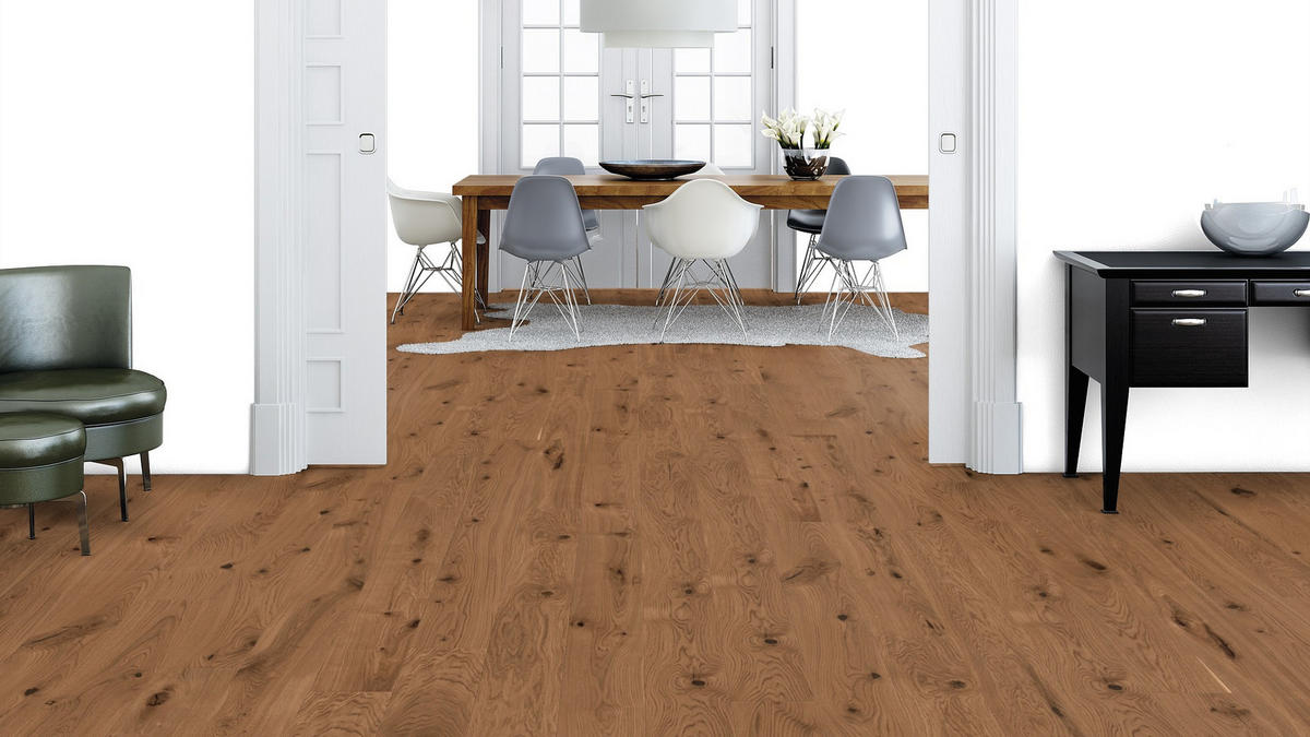 LANDHAUSDIELE, Eiche Amber Gesund-Diele  per  m² - Eichefarben, Design, Holz (224,5/19,3/1,3cm) - Weitzer Parkett