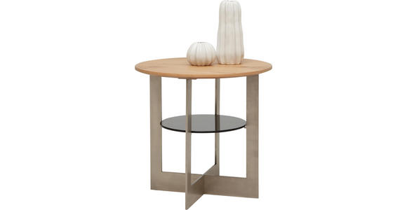 BEISTELLTISCH in Holz, Metall, Glas, Holzwerkstoff - Eichefarben, Design, Glas/Holz (55/53cm) - Dieter Knoll