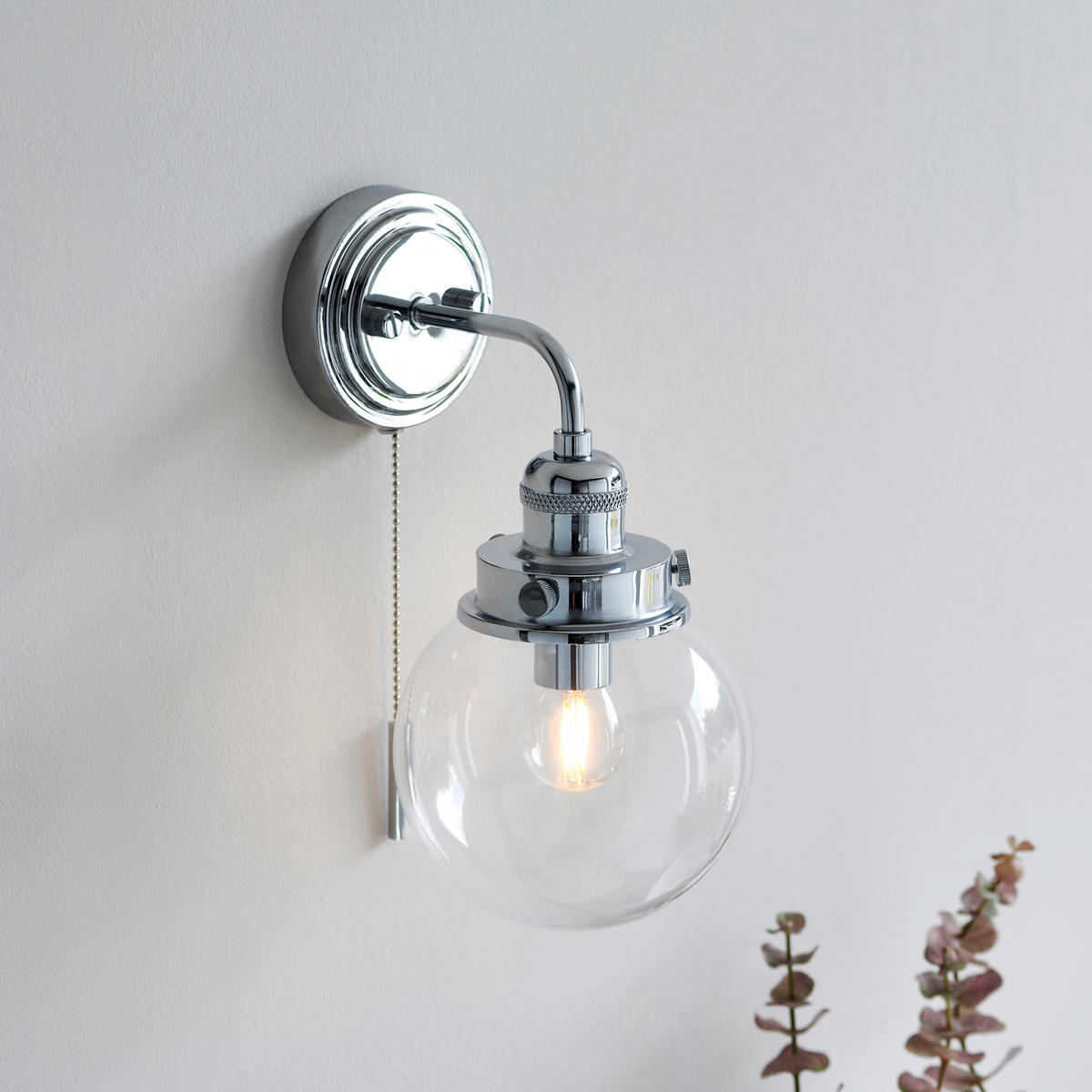 BADEZIMMER-WANDLEUCHTE 15/29,8 cm   - Klar/Nickelfarben, KONVENTIONELL, Glas (15/29,8cm) - ENDON