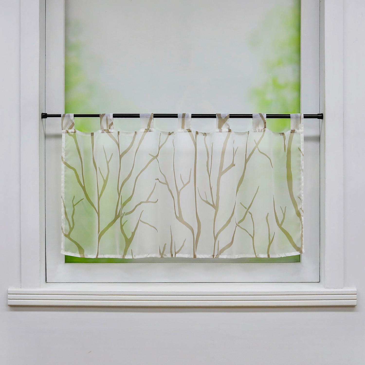 SCHEIBENGARDINE   120/45 cm   - Sandfarben/Weiß, Basics, Textil (120/45cm)