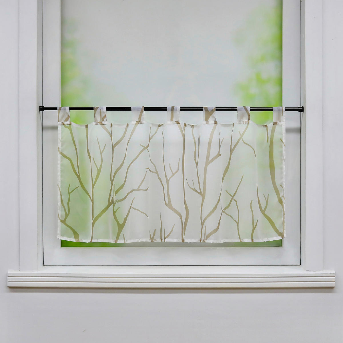 SCHEIBENGARDINE   120/45 cm   - Sandfarben/Weiß, Basics, Textil (120/45cm)