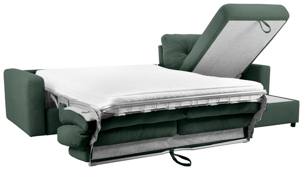 ECKSOFA Dunkelgrün Webstoff  - Dunkelgrün/Schwarz, KONVENTIONELL, Kunststoff/Textil (270/160cm) - Carryhome