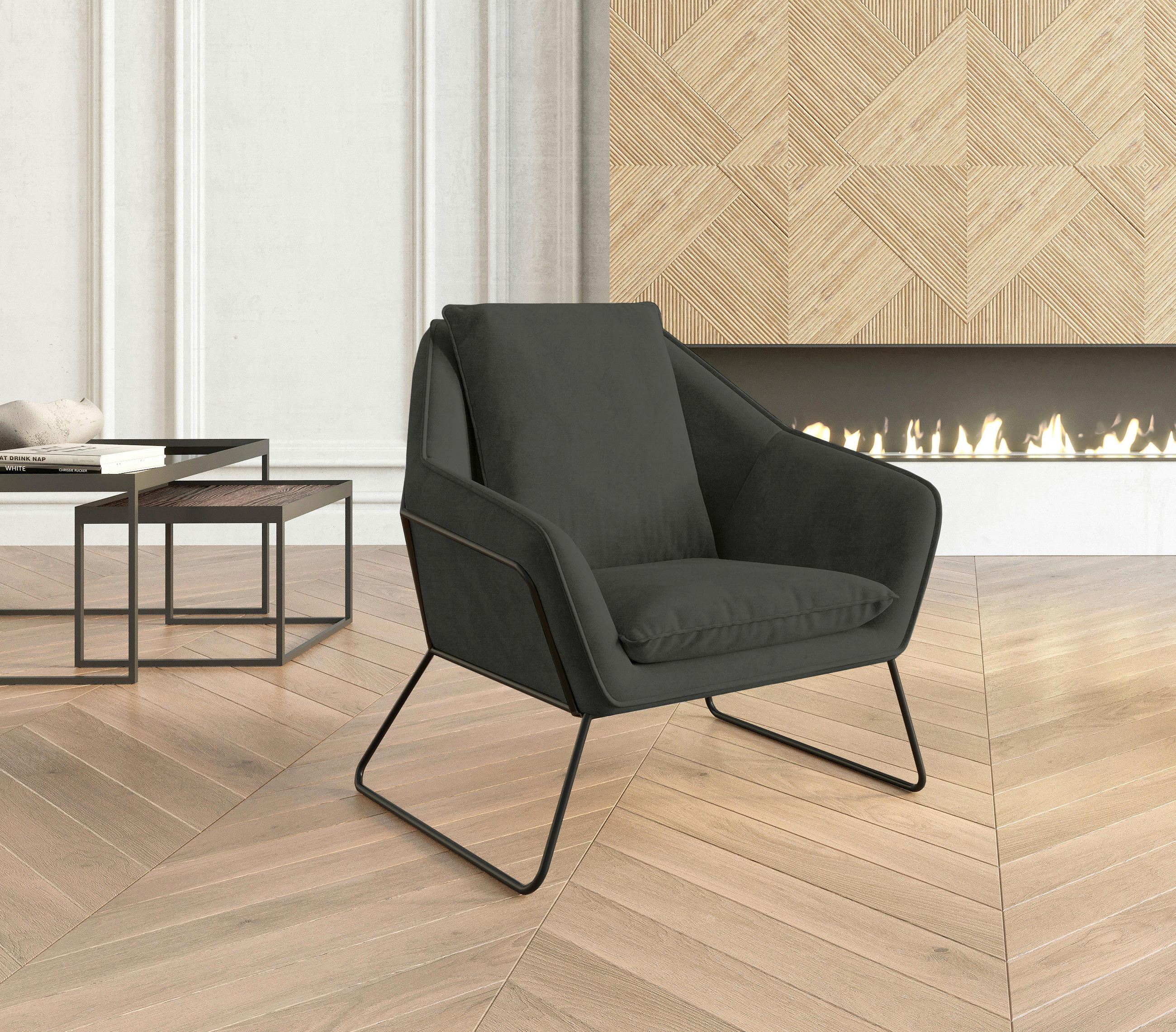 SESSEL in Flachgewebe Dunkelbraun  - Dunkelbraun/Schwarz, Design, Textil/Metall (78/85/85cm) - Livetastic