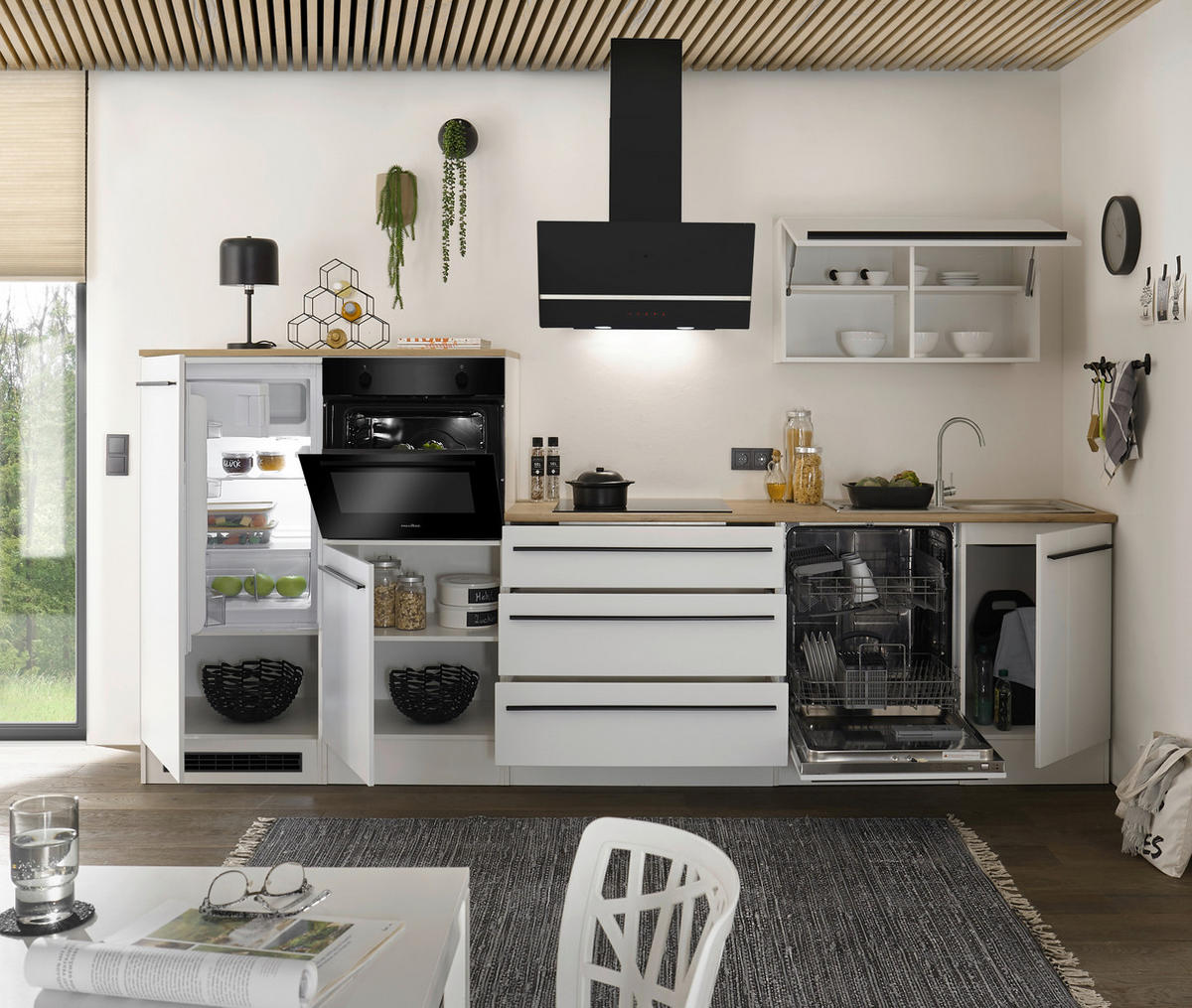 KÜCHENLEERBLOCK   in Weiß  - Weiß/Eiche Artisan, Basics, Holzwerkstoff/Kunststoff (320/200/60cm) - MID.YOU