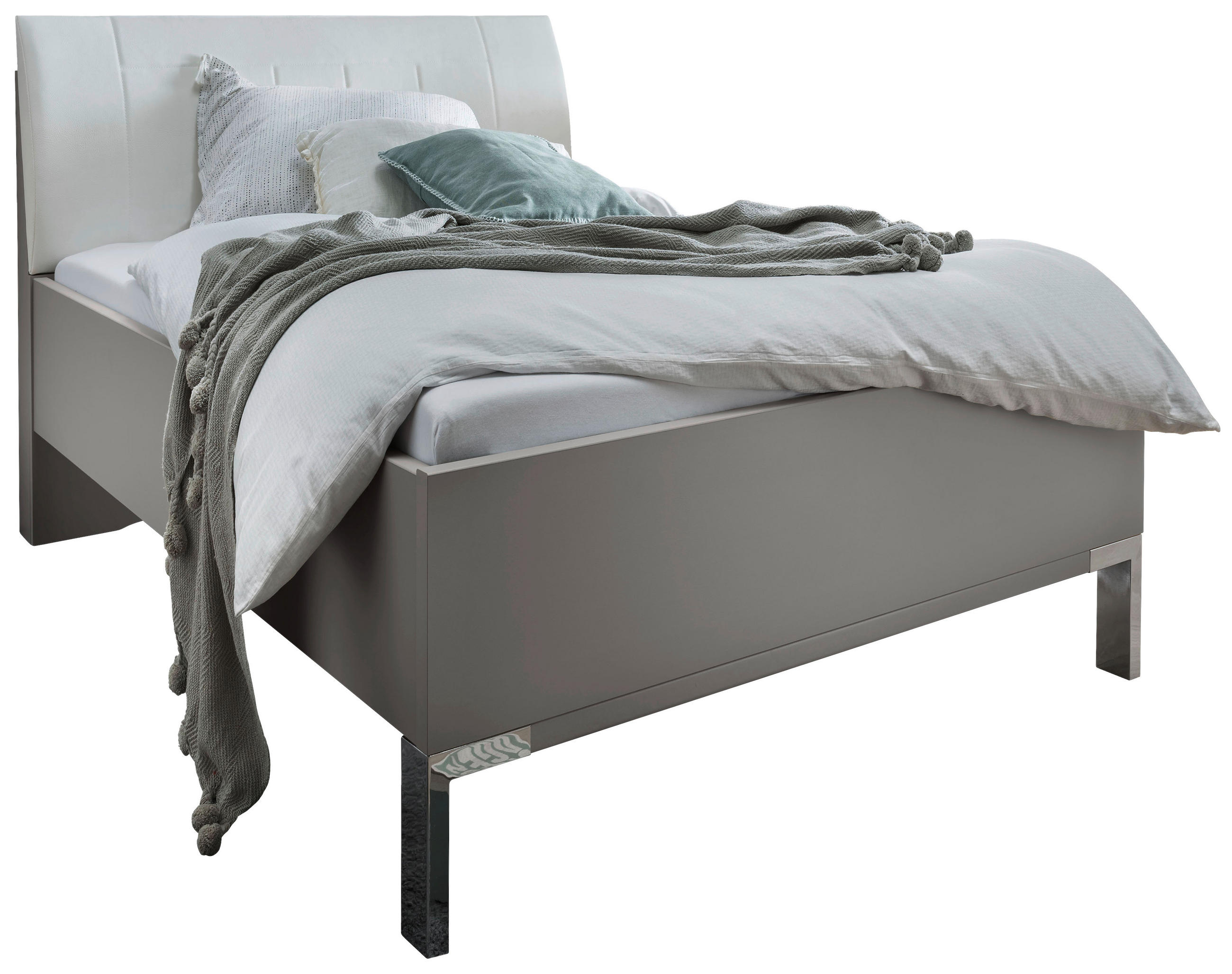 BETT 90/200 cm  in Grau, Weiß  - Chromfarben/Weiß, KONVENTIONELL, Textil/Metall (90/200cm) - Dieter Knoll
