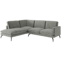 ECKSOFA Bali in Flachgewebe Grau  202/250 cm  - Champagner/Schwarz, Design, Textil/Metall (202/250cm) - Livetastic