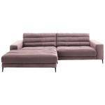 ECKSOFA Badia in Cord Altrosa  207/296 cm  - Schwarz/Altrosa, Design, Textil/Metall (207/296cm) - Dieter Knoll