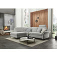 ECKSOFA Ecru Webstoff Schlaffunktion, Matratze  - Ecru/Schwarz, KONVENTIONELL, Textil/Metall (201/277cm) - Dieter Knoll