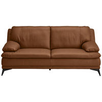 2,5-SITZER Cognac Echtleder  - Cognac/Schwarz, Design, Leder/Metall (212/92/98cm) - Novel