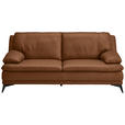 2,5-SITZER Cognac Echtleder  - Cognac/Schwarz, Design, Leder/Metall (212/92/98cm) - Novel