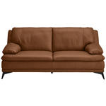 2,5-SITZER Cognac Echtleder  - Cognac/Schwarz, Design, Leder/Metall (212/92/98cm) - Novel