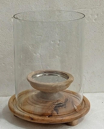 WINDLICHT  - Klar/Braun, Basics, Glas/Holz (19/19/24cm) - Cor Mulder