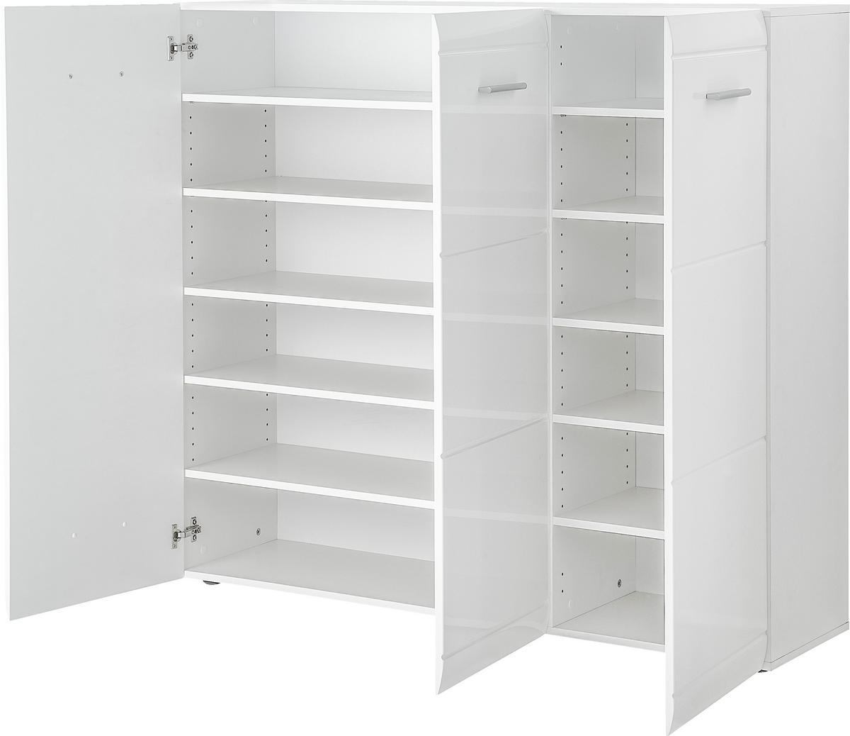 SCHUHSCHRANK Weiß  - Silberfarben/Weiß, Design, Holzwerkstoff/Kunststoff (134/120/36cm) - Carryhome