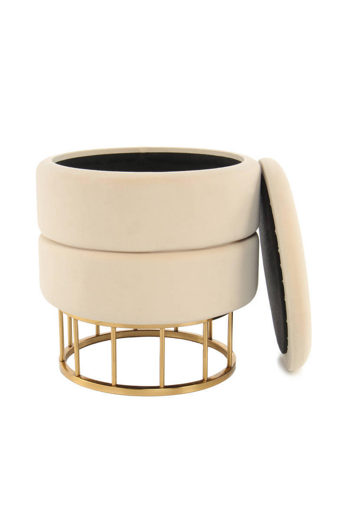 HOCKER Samt Goldfarben, Beige  - Beige/Goldfarben, Basics, Kunststoff/Textil (37,5/41/37,5cm) - Kayoom