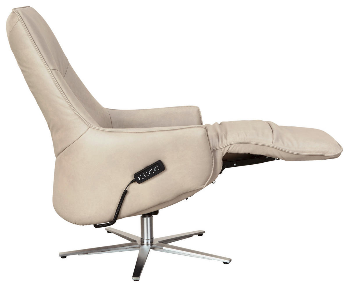 RELAXSESSEL Echtleder Relaxfunktion, Fußteilverstellung    - Edelstahlfarben/Creme, Design, Leder/Metall (70/120/88cm) - Himolla